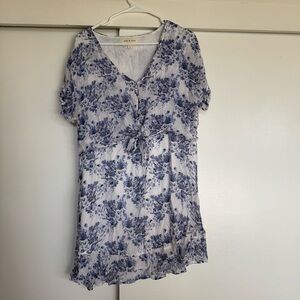 Floral V-Neck Dress with attached Tie Front
